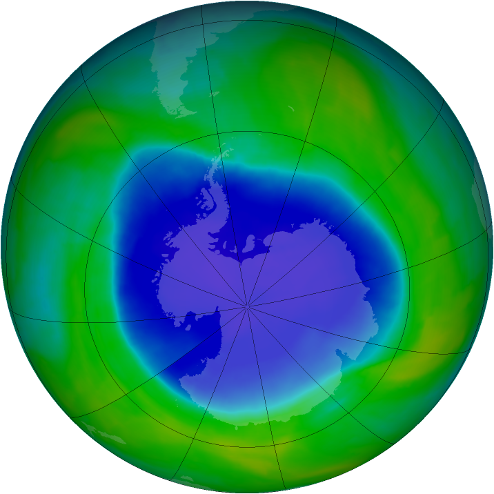Antarctic ozone map for 19 November 2008